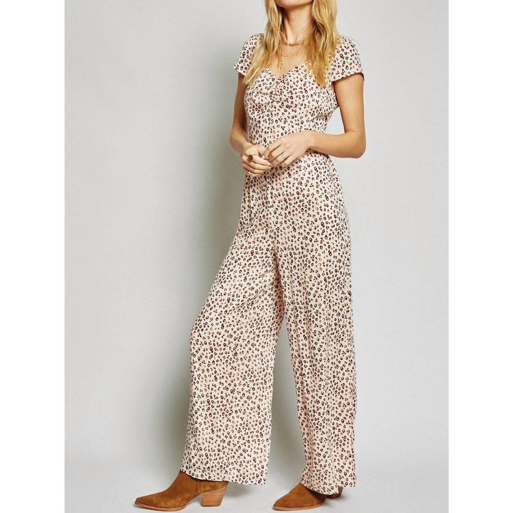 NEW SAGE THE LABEL rebel heart jumpsuit in mauve leopard print - Picture 2 of 3